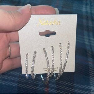 Natasha Silver Hoop Earrings Set